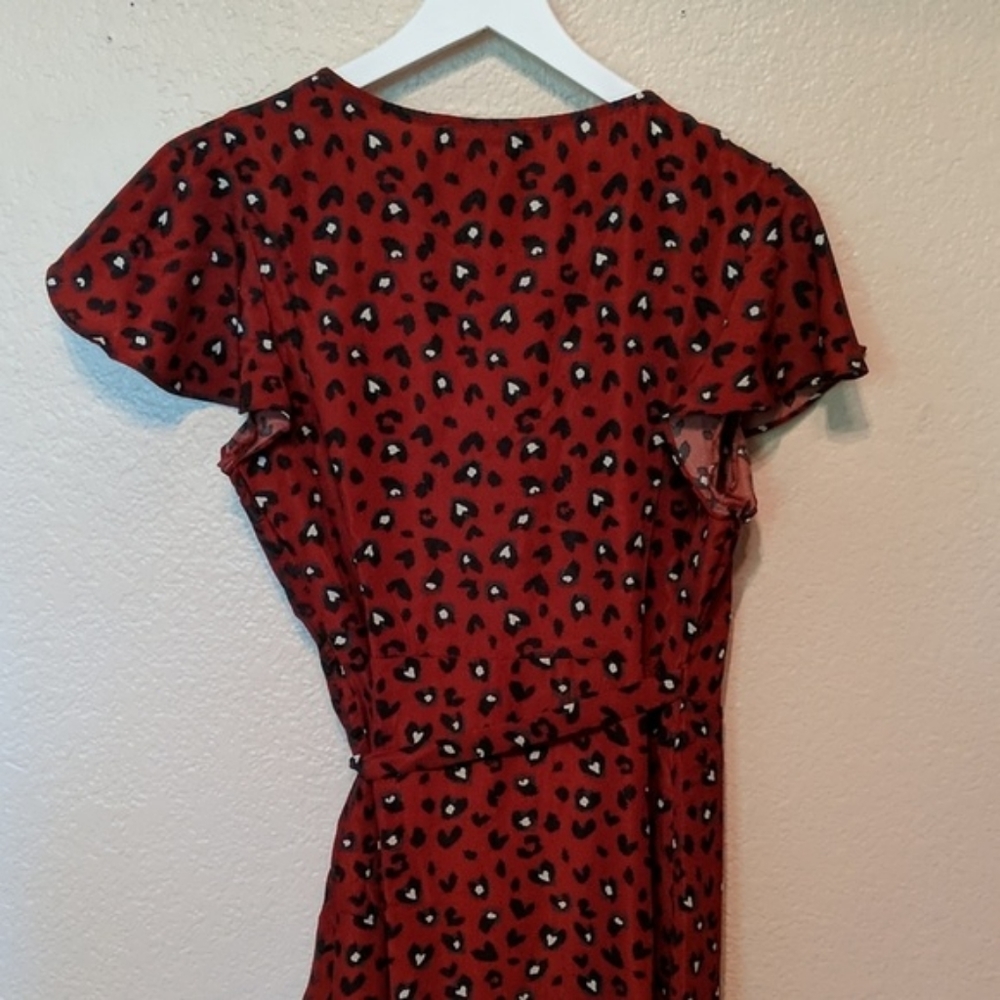 Red animal print wrap mini dress - Picture 7 of 7